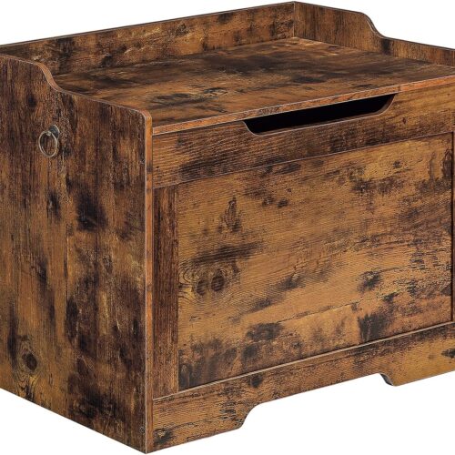 HOOBRO Storage Chest, Storage Bench with Safety Hinge, Retro Storage Organizer, Storage Trunk, Enclosure On Top, Supports 220 lb, Entryway Shoe Bench, Easy Assembly, Rustic Brown BF79CW01