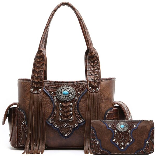 Western Cowgirl Concealed Carry Purse Fringe Handbags Women Shoulder Bag Wallet 3