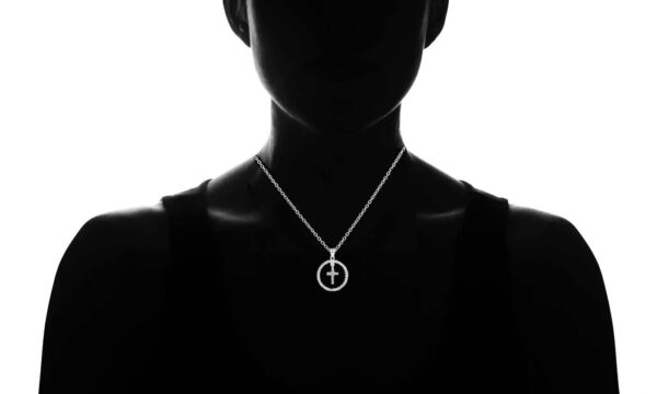 925 Sterling Silver Cubic Zirconia Circle Of Life Cross Necklace 18" For Women 2