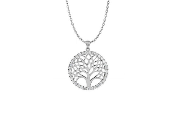 925 Solid Sterling Silver Tree Of Life Necklace 18" For Women 1