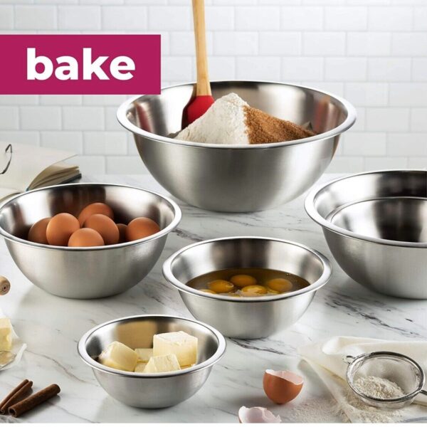 Stainless Steel Mixing Bowls Set of 4 Bowl 0.75, 1.5, 3, 5 Qt Cooking Prepping 3