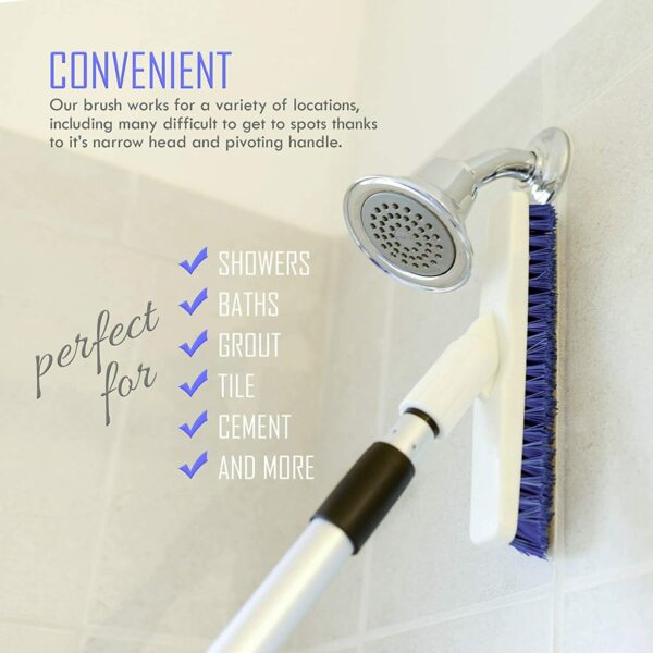 Elitra Swivel Grout Scrubber Tough Bristles Narrow & Wide Tile Surfaces - Silver 3