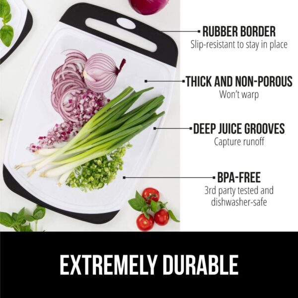 Gorilla Grip Durable Kitchen Cutting Board Set of 3 and Flexible Cutting Boards Set of 4, Dishwasher Safe Chopping Boards in Black Color, Durable Food Chopping Boards in Multicolor, 2 Item Bundle 3