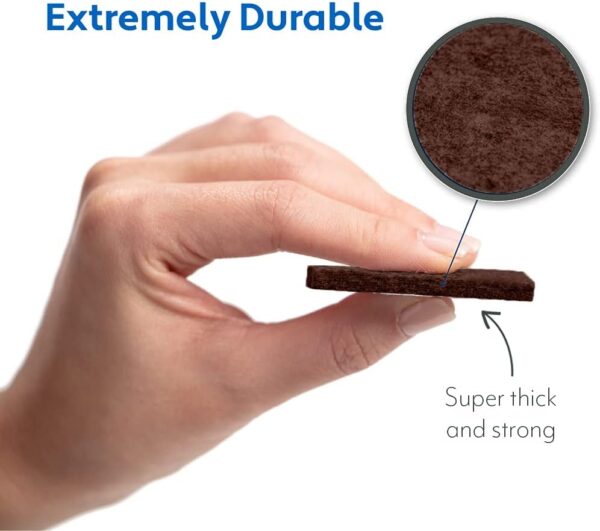 MIGHTY MONKEY Felt Furniture Gripper Pads, Easy Glide Floor Protectors, Pad Prevents Scratches on Wood Floors, Adhesive Strips Secure to Chair Leg, Heavy Duty, Protects Hardwood, 50 Pack, Brown 3