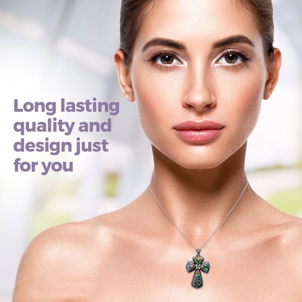 Murano Style Cross Chain Pendant Necklace For Women Religious 20" Birthday Gifts 3