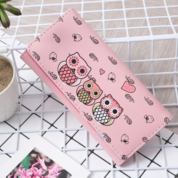Cute Owl Cartoon Faux Leather Trifold Wallet Cash Coin Long Purse Card Holder US 3