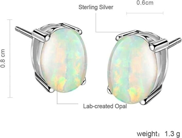 Solid .925 Sterling Silver 7 X 5MM Fire Opal Oval Cut Stud Earrings For Women 3