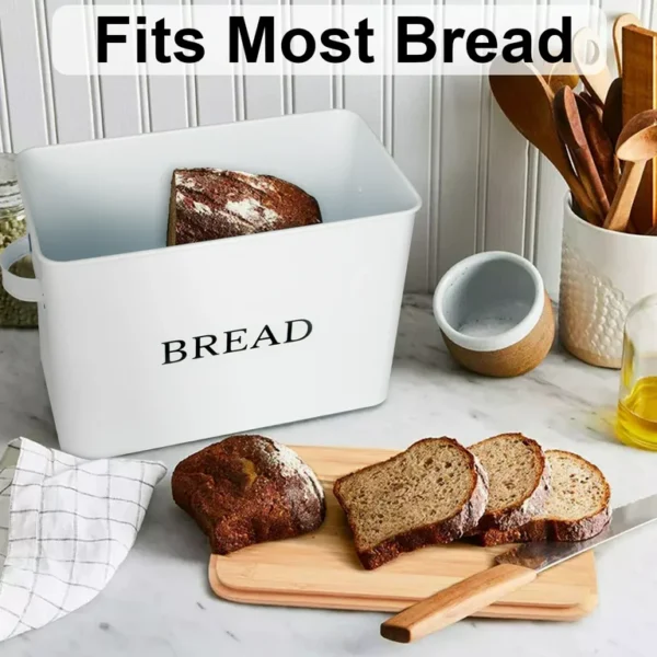 Extra Large Modern Metal Bread Box with Lid - Holds 2 Loaves - Bread Storage, Bread Container for Kitchen Counter, Kitchen Decor Organizer 4