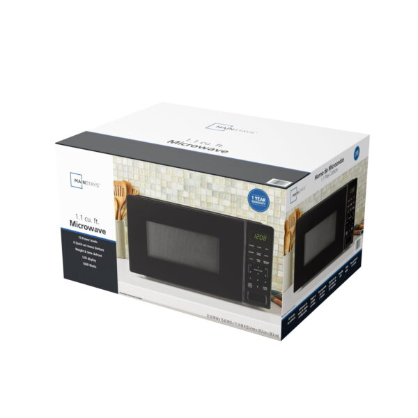 Mainstays 1.1 cu. ft. Countertop Microwave Oven, 1000 Watts, Black 4