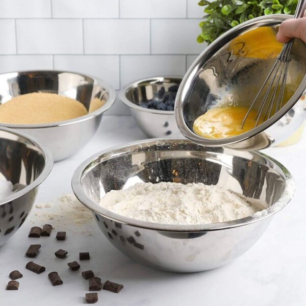 Stainless Steel Mixing Bowls Set of 4 Bowl 0.75, 1.5, 3, 5 Qt Cooking Prepping 4
