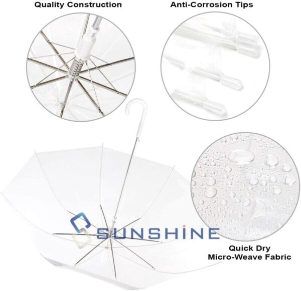 46" Clear J Hook Handle Umbrella, Large Windproof Automatic Open Rain Umbrella 4