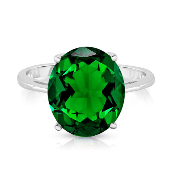 5.00 CTTW Lab Created Emerald Oval Cut 925 Sterling Silver Ring Sizes 6-9 1