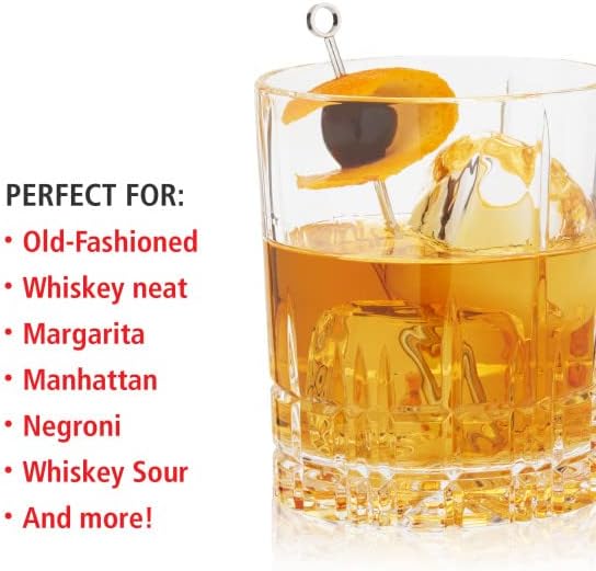 Spiegelau Perfect Serve Double Old Fashioned Glasses Set of 4 - Lowball Cocktail Glasses European-Made Crystal, Dishwasher Safe, Professional Quality Cocktail Glass Gift Set - 13 oz 4