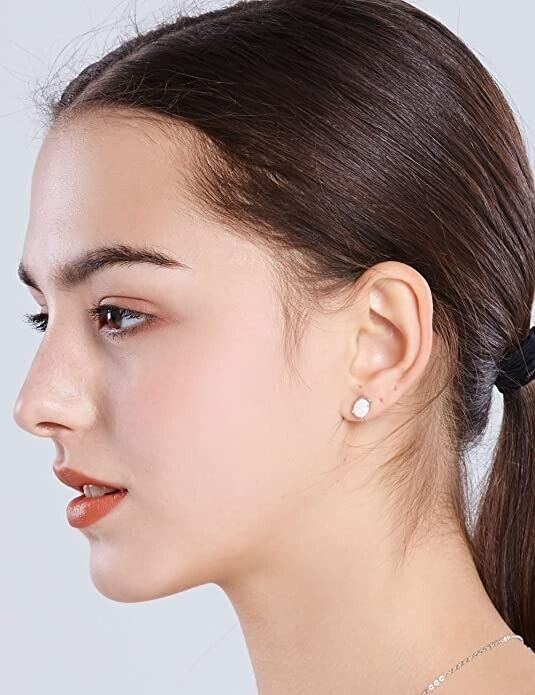 Solid .925 Sterling Silver 7 X 5MM Fire Opal Oval Cut Stud Earrings For Women 4
