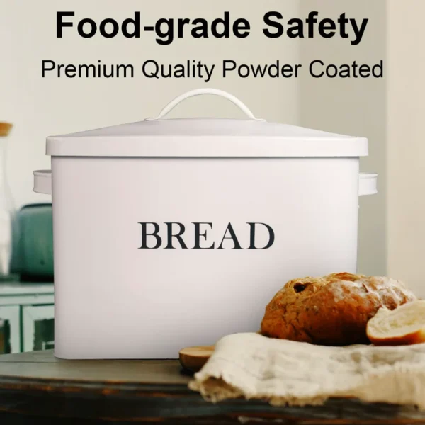 Extra Large Modern Metal Bread Box with Lid - Holds 2 Loaves - Bread Storage, Bread Container for Kitchen Counter, Kitchen Decor Organizer 5