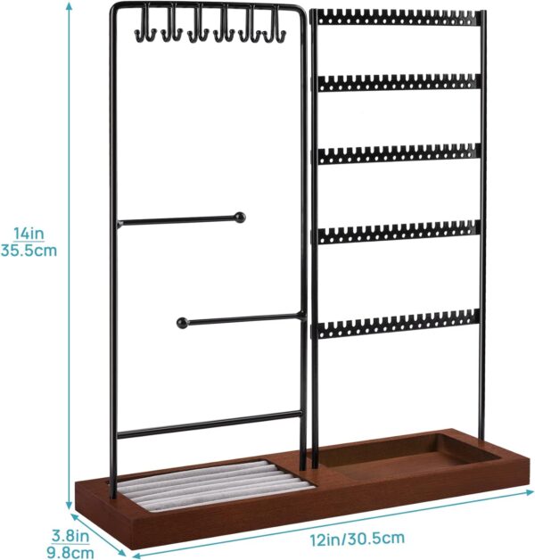 Vtopmart Earring Organizer, 5-Tier Earring Holder Organizer Display for Selling, Jewelry Organizer Holder Stand with 90 Holes, Black+ Walnut 1