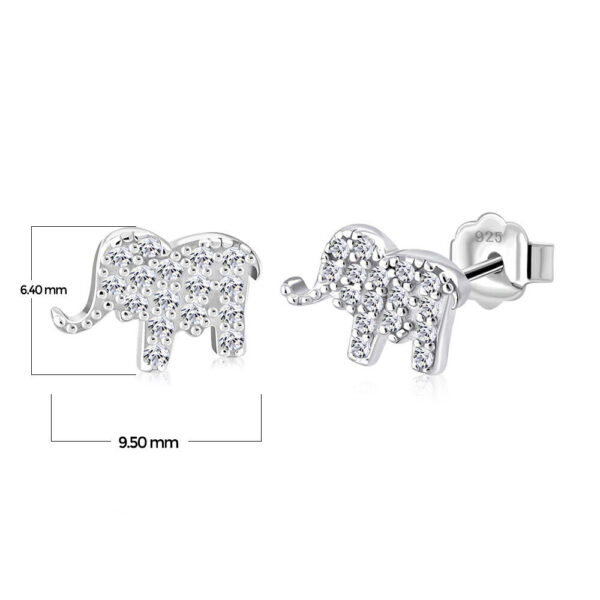925 Sterling Silver Women's Girls Small CZ Elephant Stud Earrings 5