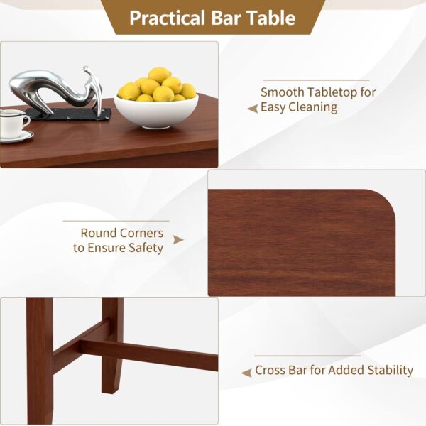 COSTWAY Counter Height Bar Table, Pub Table with 3-Tier Storage Shelves, 48” x 24” Rectangular Kitchen Table, Rustic Dining Table for Home, Restaurant, Bistro, Antique Walnut 5