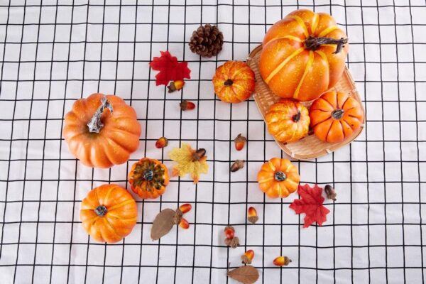 Artmag 8 Pcs Assorted Sizes Harvest Orange Artificial Pumpkins for Fall Halloween Thanksgiving Decorating Embellishing and Displaying 5