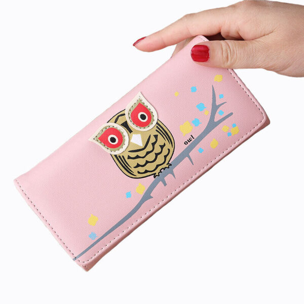 Cute Owl Cartoon Faux Leather Trifold Wallet Cash Coin Long Purse Card Holder US 5