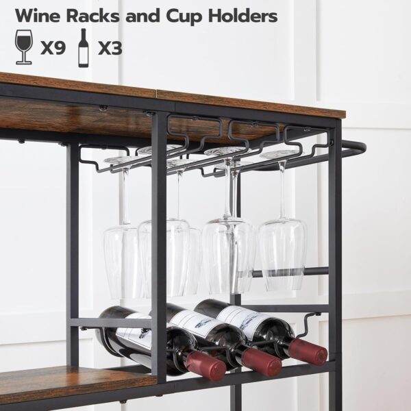 HOOBRO Bar Cart for The Home, 29.5 inches 3-Tier Serving Cart with Wheels, Rolling Kitchen Cart with Wine Rack and Glass Holder for Living Room, Party, Bar, Rustic Brown and Black BF21TC01 6