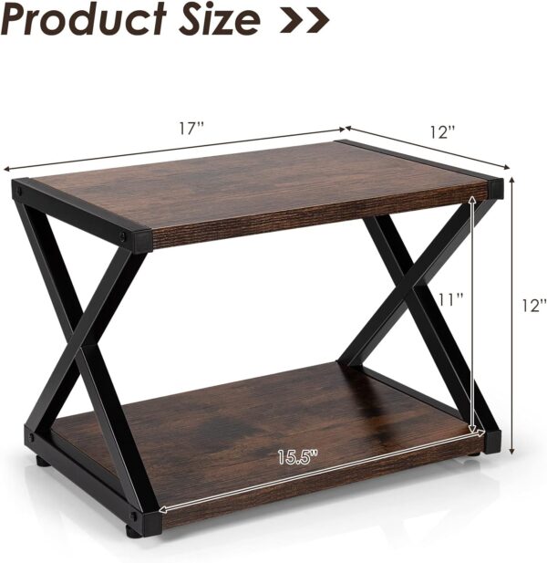 Tangkula 2 Tiers Desktop Printer Stand, Wood Storage Book Shelf w/ 4 Adjustable Anti-Skid Pads, X Shaped Tabletop Storage Organizer, Ideal for for Home and Office 6