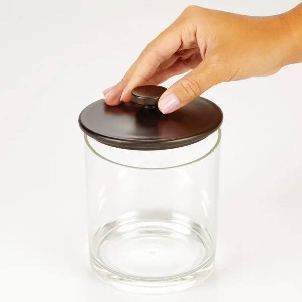 mDesign Plastic Apothecary Canister Jar Organizer - Set of 3 - Clear/Bronze 6