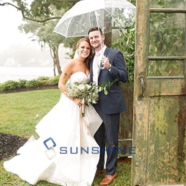 46" Clear J Hook Handle Umbrella, Large Windproof Automatic Open Rain Umbrella 7
