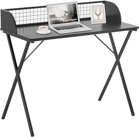 PayLessHere Computer Writing Desk 39 inch Sturdy Home Office Table with A Baffle to Keep Items from Slipping,Home Office Desk Workstation with Waterproof and Scratch Resistant Desktop (Black) 2