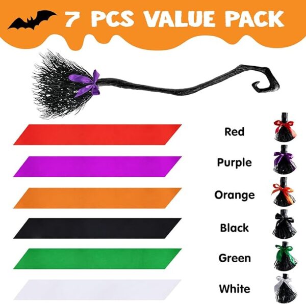 JOYIN 54.5'' Witch Broom with Ribbons for Kids Halloween Wicked Witches Broomstick, Costume Parties, Photo Booth Accessory, Halloween Decorations 3