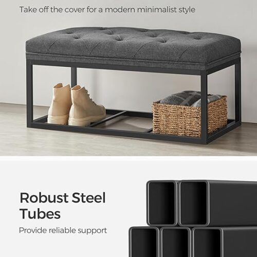 7121psVACAL._AC_SX569_ SONGMICS Storage Ottoman Bench, Bench with Storage, for Entryway, Bedroom, Living Room, Dark Gray ULSF068G01