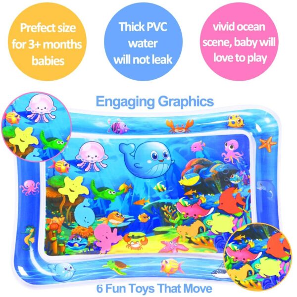 Tummy Time Water Mat Inflatable Baby Water Play mat for 3 6 9 Months Newborn Girl & Boy Early Activity Center 6