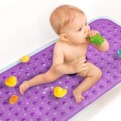 71Xt8AIxJIL._AC_SX569_ Sheepping Baby Bath Mat Non Slip Extra Long Bathtub Mat for Kids 40 X 16 Inch - Eco Friendly Bath Tub Mat with 200 Big Suction Cups,Machine Washable Shower Mat (Purple)