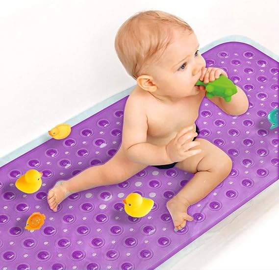 Sheepping Baby Bath Mat Non Slip Extra Long Bathtub Mat for Kids 40 X 16 Inch - Eco Friendly Bath Tub Mat with 200 Big Suction Cups,Machine Washable Shower Mat (Purple) 1