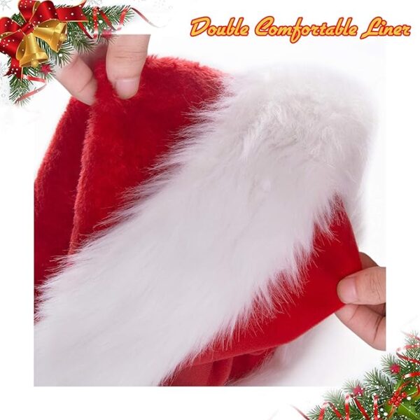 BALORAY Santa Hat for Adults Big Santa Hat Comfort Double Liner Plush Red Velvet 3
