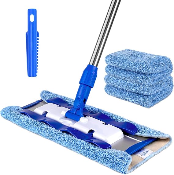 71rJNJXs0gL._AC_SX569_ MR.SIGA Professional Microfiber Mop for Hardwood, Laminate, Tile Floor Cleaning, Stainless Steel Handle - 3 Reusable Flat Mop Pads and 1 Dirt Removal Scrubber Included
