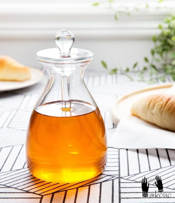 Mkono Honey Dispenser Glass Honey Pot Honey Jar with Dipper Sticks and Lid Cover Honey Containers Holder for Home Kitchen, 14 Ounces 3