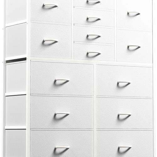 LIVEHOM 14 Dresser for Bedroom, Large Dressers & Chest of Drawers for Bedroom Closet Living Room Entryway, Wooden Top and Sturdy Metal Frame