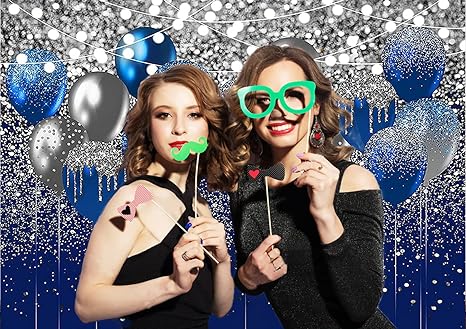 Dudaacvt Royal Blue Glitter Backdrop for Birthday Wedding Prom Graduation Photography Background Party Glitter Blue Balloon Party Decorations Photoshoot D634 (7x5ft) 4
