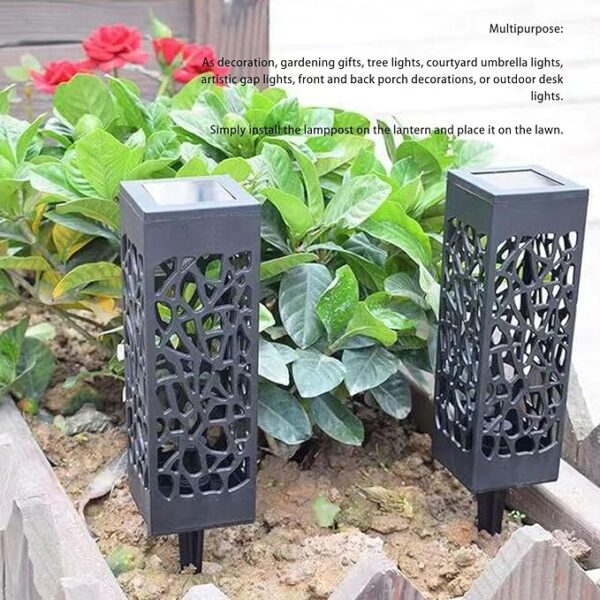 Jeanoko Landscape Light, Solar Waterproof Landscape Night Light Easy to Install Decorative Hollow Pattern Patio 3