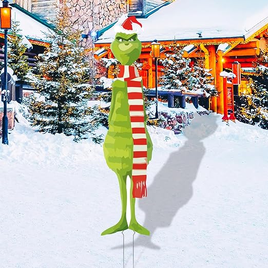 81K8MJpBPrL._AC_SX522_ Grinch Christmas Decorations Christmas Decorations Grinch Christmas Yard Signs with Stakes Extra Large for Outdoor Christmas Decorations