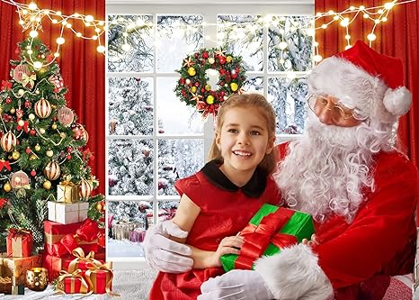 Dudaacvt 7x5ft Christmas Backdrop Christmas Window Backdrop for Photography Xmas New Year Merry Background Christmas Family Holiday Party D649 4