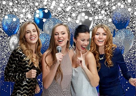 81cg908nR5L._AC_SX466_ Dudaacvt Royal Blue Glitter Backdrop for Birthday Wedding Prom Graduation Photography Background Party Glitter Blue Balloon Party Decorations Photoshoot D634 (7x5ft)