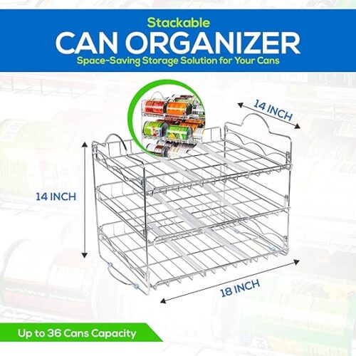81rxvqVXqdL._AC_SX569_ Utopia Kitchen Storage Can Rack Organizer, Stackable Can Organizer Holds Upto 36 Cans for Kitchen Cabinet or Pantry (Chrome)