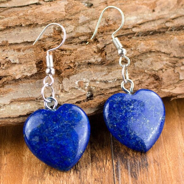 Lapis Lazuli Heart Shaped Handmade Women Healing Stress Relief Dangle Earrings 3