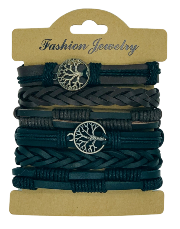 Braided Leather Men Women Rope Bracelet Wristband Set Bangle Tribal (6 pcs) 5