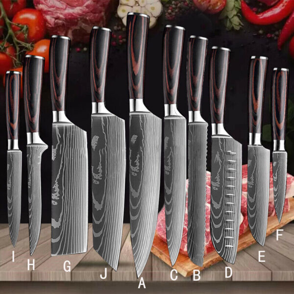12Piece Kitchen Set Japanese Knife Damascus Pattern Stainless Steel Chef Knives 3