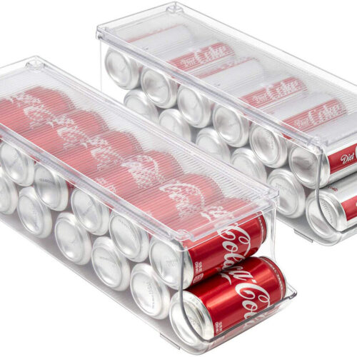 s-l1600 Clear Soda Can Organizer Holder for Refrigerator w Lid Top Storage Holds 12 Cans