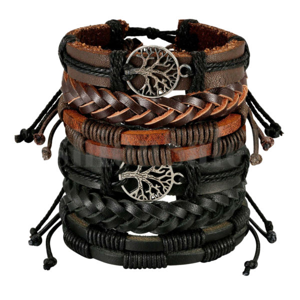 s-l1600 Braided Leather Men Women Rope Bracelet Wristband Set Bangle Tribal (6 pcs)