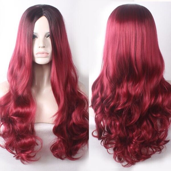 26" Natural Long Wavy Full Wigs Cosplay Party Synthetic Wig Heat Resistant 4